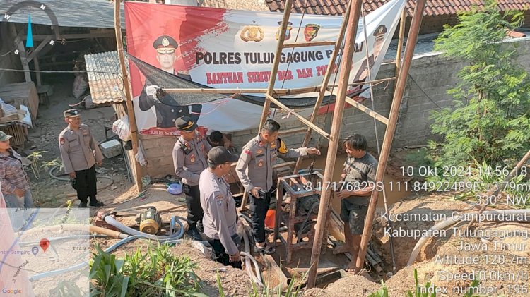 Lagi, Polres Tulungagung Bangun Sumur Dalam untuk Warga